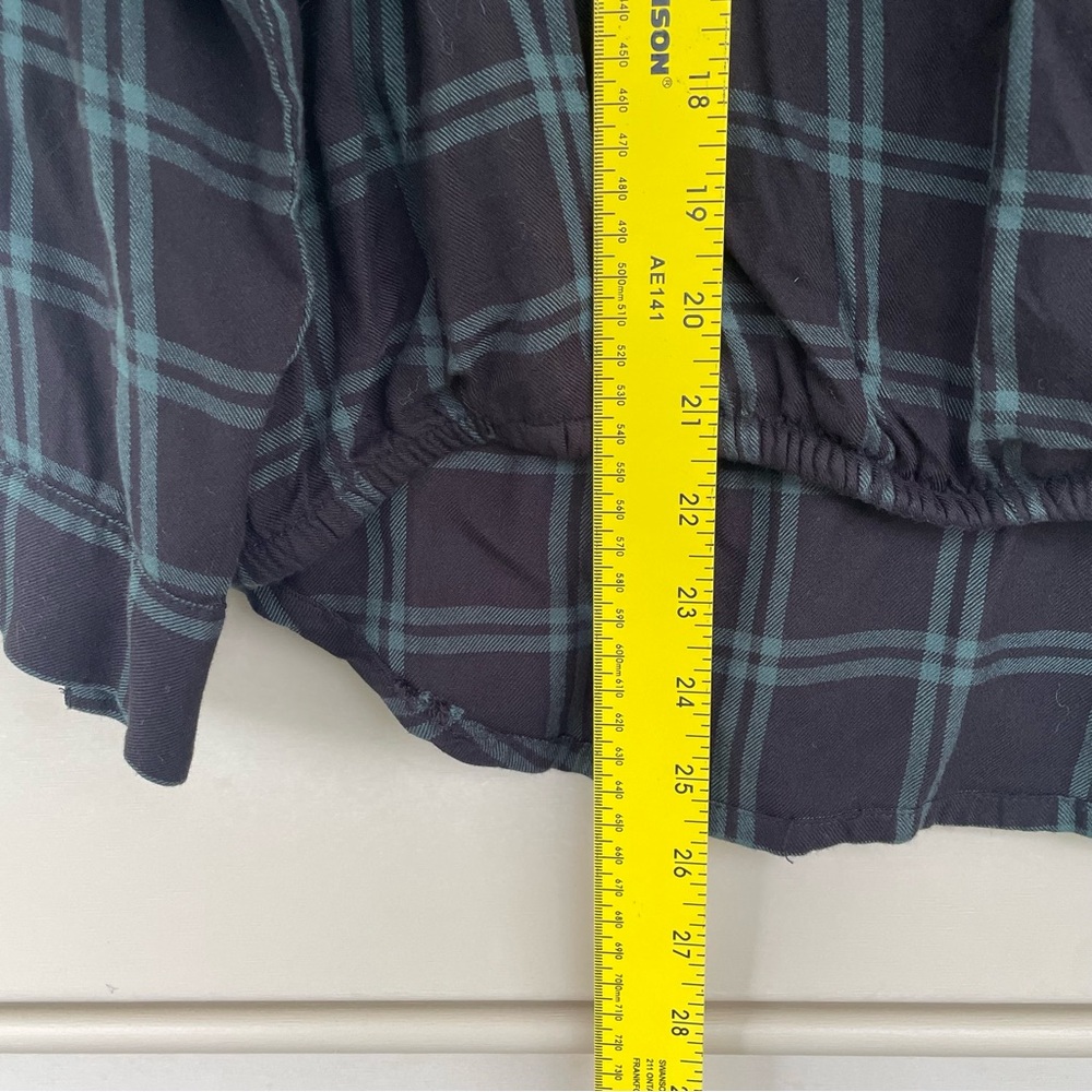 MADEWELL Plaid Black Green Collared Wrap Front Top Small - Picture 8 of 9